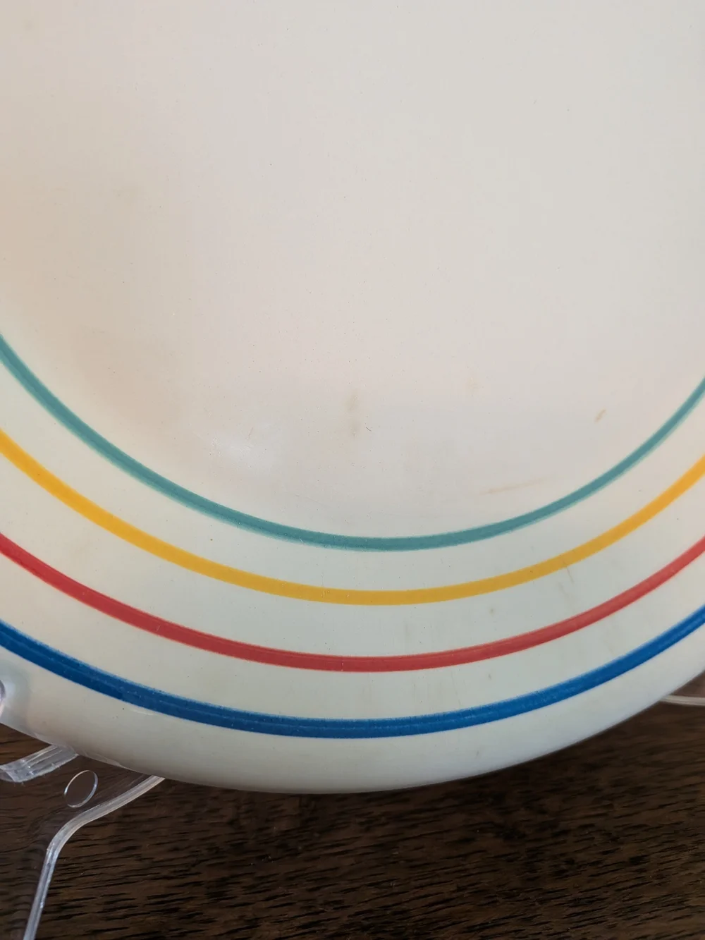 Pier 1 Hand Painted Italy Rainbow Stripe Salad Plate Ceramic Cottagecore